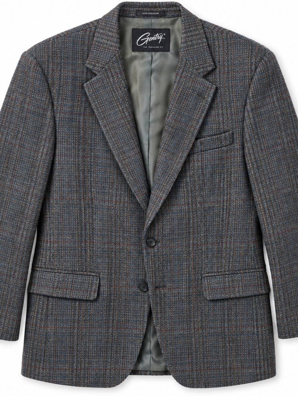 Gentry The Trimmer Fit Wool Blazer 40R Gray Plaid USA Mens Sport Coat